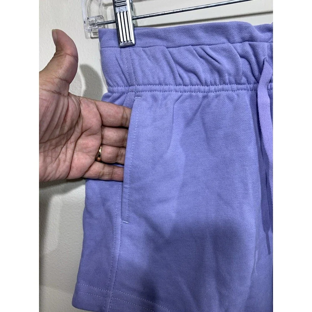 Ododos Sweat Shorts Womens XS Purple High Waisted Drawstring French TerryPockets
